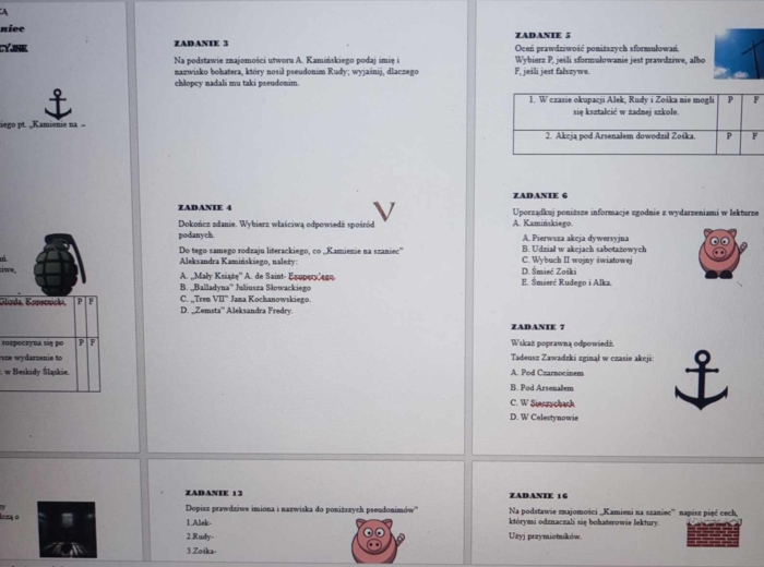 Kamienie na szaniec- lekcja z przesiadką- pytania egzaminacyjne