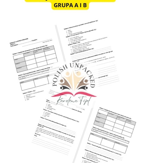 Sprawdzian rodzaje i gatunki literackie - dwie grupy, klasa 5, 6, 7, 8