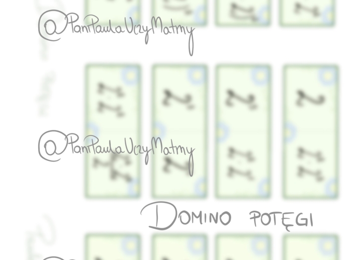 Matematyczne Domino: Mnożenie i Dzielenie Potęg o Jednakowych Podstawach. Ręcznie malowane.