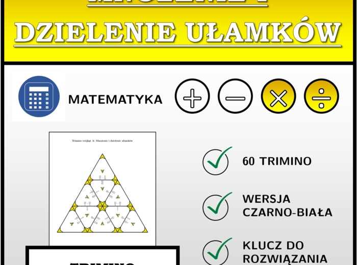 Trimino - Mnożenie i dzielenie ułamków | matematyka