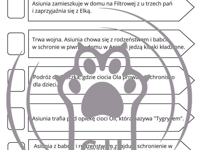 Karty Pracy z odpowiedziami do lektury „Asiunia” Joanny Papuzińskiej