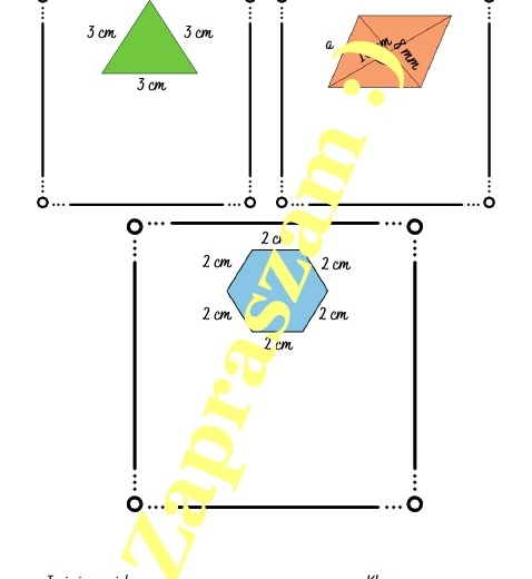 Obliczanie pól wielokątów - karta pracy lub kartkówka (klasa 7-8).