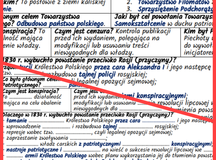 Powstanie listopadowe – przyczyny, przebieg (notatki, karta pracy)