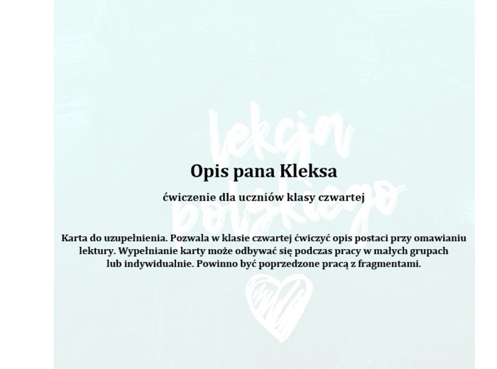 OPIS PANA KLEKSA
