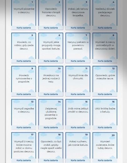 Gra planszowa „Ucieczka przed deszczem”