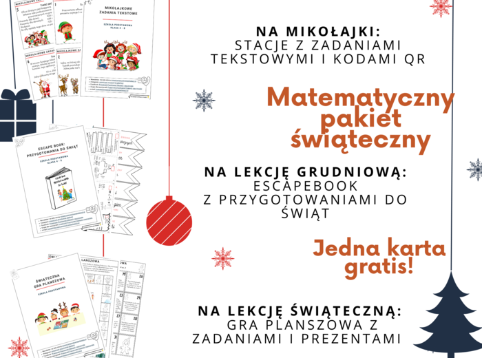 Matematyczny pakiet świąteczny (klasy 4-8)