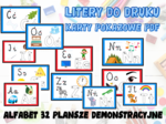 Litery do druku karty pokazowe PDF - ALFABET 32 plansze demonstracyjne