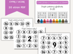 Ćwiczenia Nauki liczb od 0-20. Znajdź I pokoloruj cyfrę/liczbę. 20 stron PDF