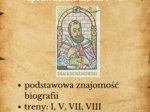 Jan Kochanowski - życie i twórczość SPRAWDZIAN + KLUCZ ODPOWIEDZI