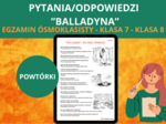 „Balladyna" – pytania i odpowiedzi do lektury | 3-stronicowa szybka powtórka - egzamin ósmoklasisty, klasa 7, klasa 8, język polski