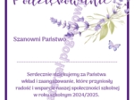 Podziękowanie dla rodziców na koniec roku szkolnego 2024/2025