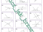 Własności kątów, kąty wierzchołkowe, przyległe, odpowiadające i naprzemianległe, karta pracy, dyktando grafomotoryczne, kodowanie, klasa 5