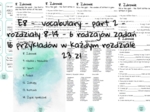 E8 - Egzamin ósmoklasisty - vocabulary - part 2 - rozdziały 8-14 - online/offline