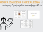 Mowa zależna i niezależna - karta pracy, ćwiczenie (lektury 4-8), powtórzenie przed E8