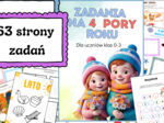 Karty pracy dla klas 0-3 | Ćwiczenia na 4 pory roku | Rozwój motoryki małej i kreatywności, 53 strony
