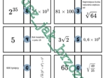 Potęgi i pierwiastki, powtórzenie wiadomości, domino, klasa 7