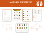 Aventure numérique 1-10 – zestaw do nauki liczb 1-10 po francusku, czytanie, pisanie, dodawanie i odejmowane w zakresie 10, karty pracy, karty obrazkowe, karty wyrazowe , nombres