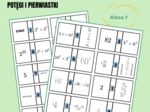 Potęgi i pierwiastki, powtórzenie wiadomości, domino, klasa 7
