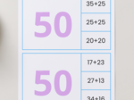 Obliczenia do 50 – dodawanie i odejmowanie (karty z klamerkami)