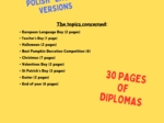 Dyplomy/ Certyfikaty Diplomas język angielski. Zestaw w 2 wersjach językowych, na różne okazje.
