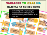 Zakończenie koniec roku / wakacje – GAZETKA / dekoracja do sali, świetlicy, biblioteki, na korytarz // Wakacje to czas na …