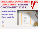 📚 Gotowa Checklista dla Ósmoklasistów – ZAPROSZENIE I OGŁOSZENIE! 🎯