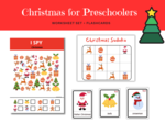 Christmas for Preschoolers Worksheet Set - Karta pracy dla przedszkolaków i uczniów zerówki do rozwijania umijętności słownictwa i logicznego myślenia, Święta Bożego Narodzenia, słownictwo, sudoku, gra I Spy, liczenie do 10, wzory, what comes next, dodat