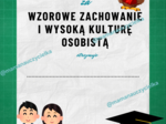 Dyplom za wzorowe zachowanie i wysoką kulturę osobistą