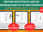 Krzyżówki z lektur obowiązkowych – 33 krzyżówki | Lektury obowiązkowe | Powtórka do egzaminu ósmoklasisty | Sprawdzian, kartkówka, praca na lekcji, karty pracy | Pan Tadeusz, Quo vadis, Syzyfowe prace, Kajko i Kokosz, Chłopcy z Placu Broni