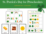 Saint Patrick for Preschoolers - Święty Patryk dla przedszkolaków - zestaw kart pracy słownictwo, sudoku, gra I Spy, labirynt, liczenie do 10, wzory, what comes next, dodatkowo karty obrazkowe