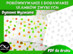 Ułamki zwykłe - Dyniowe Wyzwanie. Porównywanie i dodawanie ułamków zwykłych. Ułamki niewłaściwe i liczby mieszane.