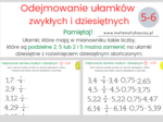 ODEJMOWANIE ułamków zwykłych i dziesiętnych - wynik DZIESIĘTNY / KARTY PRACY kl.5 – kl.6 PDF + ROZWIĄZANIA