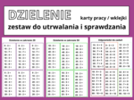 Dzielenie - zestaw do sprawdzania i utrwalania - karty pracy / wklejki