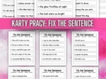 Zestaw Kart pracy „Fix the Sentence”🥰 Popraw Zdanie ❤️ 155 zdań ❤️