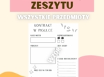 WKLEJKA DO ZESZYTU NA POCZĄTEK ROKU SZKOLNEGO, PIERWSZA LEKCJA, KLASOWY KONTRAKT, RÓŻNE PRZEDMIOTY, ANGIELSKI, MATEMATYKA, POLSKI