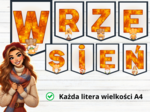 Wrzesień - napis, girlanda