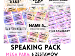 MEGA PAKA: SPEAKING SET -  aż 6 zestawów - 656 Speaking Cards - What am I? - Make a Story - Taboo - Talk for 1 Minute - Name 5 - Find somebody who - mówienie - warm - up - ice - breaker -  gra - gry językowe - angielski - A2  - B1  - B2