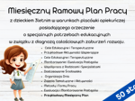 Miesięczny Ramowy Plan Pracy z dzieckiem 3letnim w warunkach placówki opiekuńczej posiadającego orzeczenie o specjalnych potrzebach edukacyjnych w związku z diagnozą całościowych zaburzeń rozwoju.