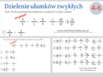 Dzielenie ułamków zwykłych / KARTY PRACY kl.4 – kl.6 PDF + ROZWIĄZANIA