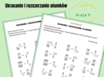 Skracanie i rozszerzanie ułamków, klasa 4, karta pracy z hasłem