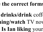 Present Simple vs Present Continuous - test, sprawdzian, karta pracy