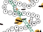 Cechy podzielności liczb, klasa 5, gra planszowa, halloween, egzamin ósmoklasisty