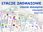 STACJE ZADANIOWE – Sklep Czarodzieja, ułamki dziesiętne, klasa 5, 6, 7, 8, zakupy, pieniądze, koniec roku
