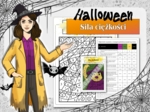 Klasa 7. Fizyka. Kolorowanka naukowa na temat siły ciężkości w klimacie Halloween.