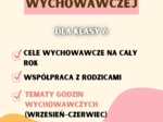 PLAN PRACY WYCHOWAWCY KLASA 6, PLANY PRACY WYCHOWAWCZEJ DLA KLASY 6