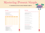 Mastering Present Simple - 17 ćwiczeń na wyćwiczenie tworzenia zdań w czasie Prezent Simple - odmiana czasownika przez osoby, tworzenie formy czasownika dla 3 osoby liczby poedynczej, zdania twierdzące, przeczenia, pytania, krótkie odpowiedzi, miejsce pr