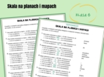 Skala na planach i mapach, klasa 6, karta pracy z hasłem