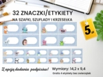 Znaczki "Słodkie Zwierzątka" - etykiety na szafki/szuflady/krzesła/wieszaczki + 32 szt zwierzątek + 4 puste z opcją dodania napisu w formacie PDF