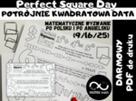 Darmowe matematyczne wyzwanie po polsku i po angielsku. Potrójnie kwadratowa data. Perfect Square Day 16.09.25 (w USA 9/16/25)