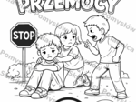 STOP PRZEMOCY - plakat profilaktyczny - kolorowanka XXL + miniatura A4 (dekoracja, gazetka, godzina wychowawcza)